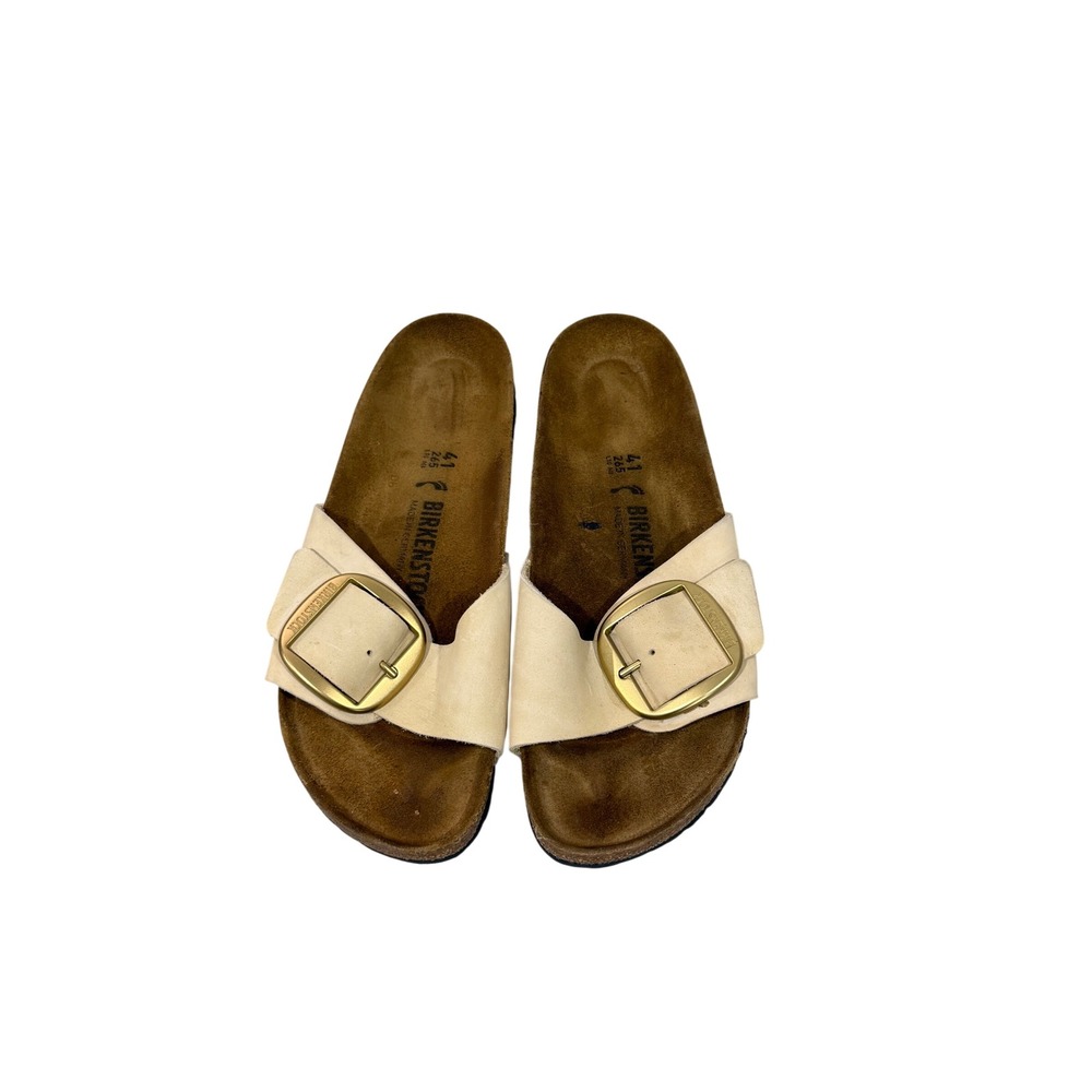 Birkenstock Madrid Big Buckle Cream Nubuck Leather Sandals Size 41 L10 M8